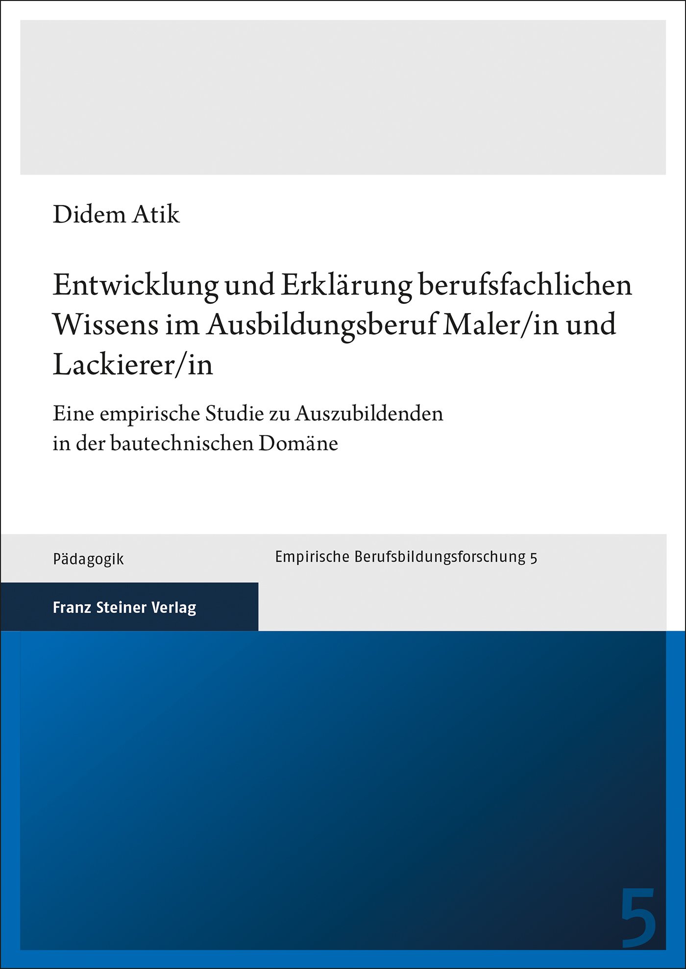 Entwicklung und Erklärung berufsfachlichen Wissens im Ausbildungsberuf Maler/in und Lackierer/in