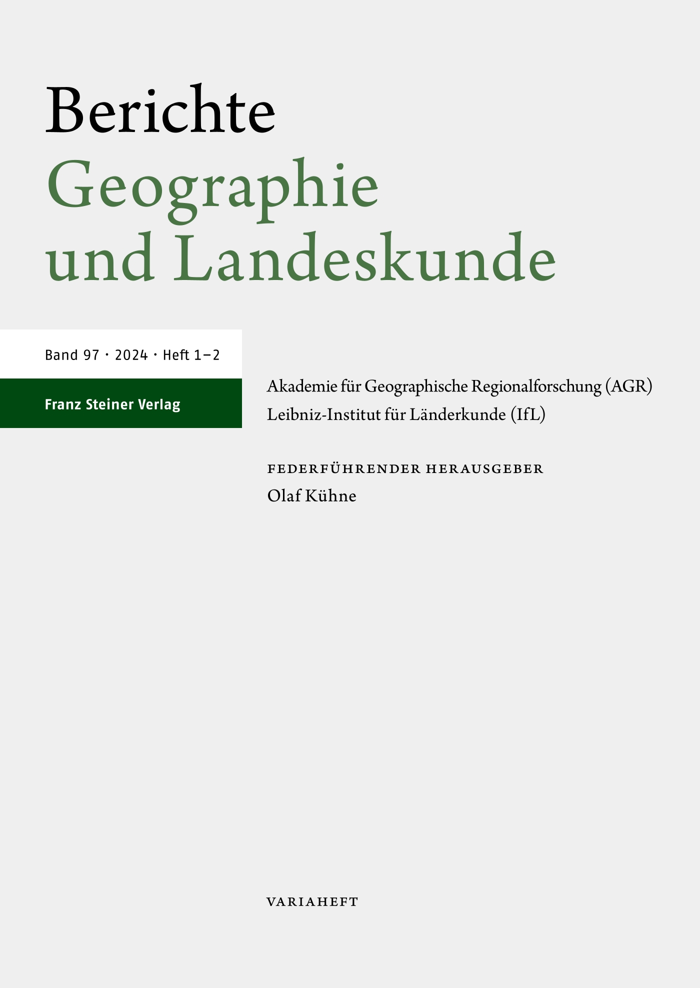 Berichte. Geographie und Landeskunde - print + online