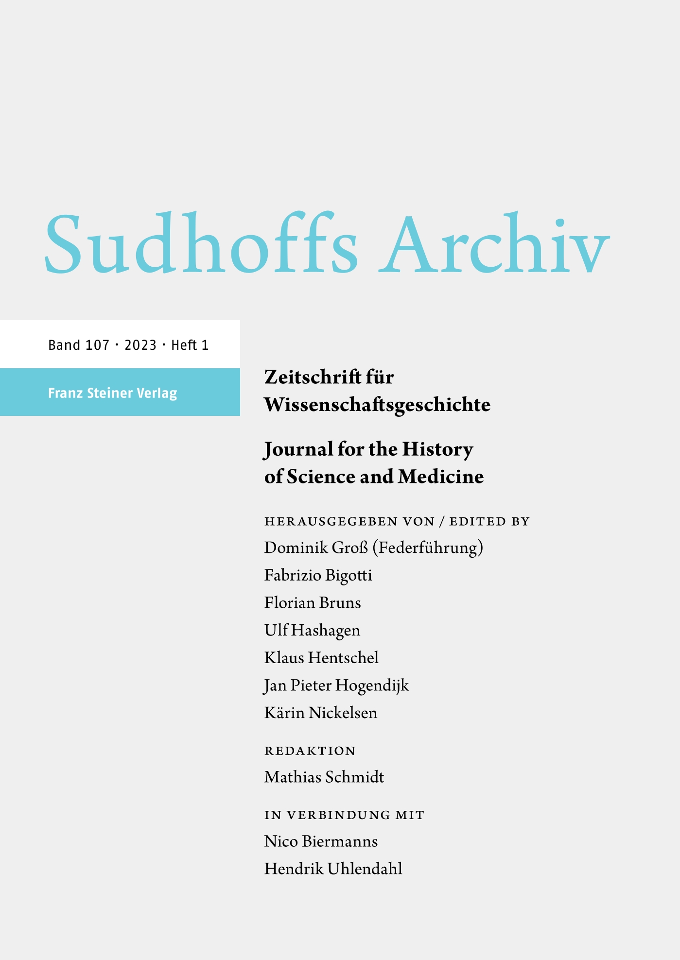 Sudhoffs Archiv - print + online