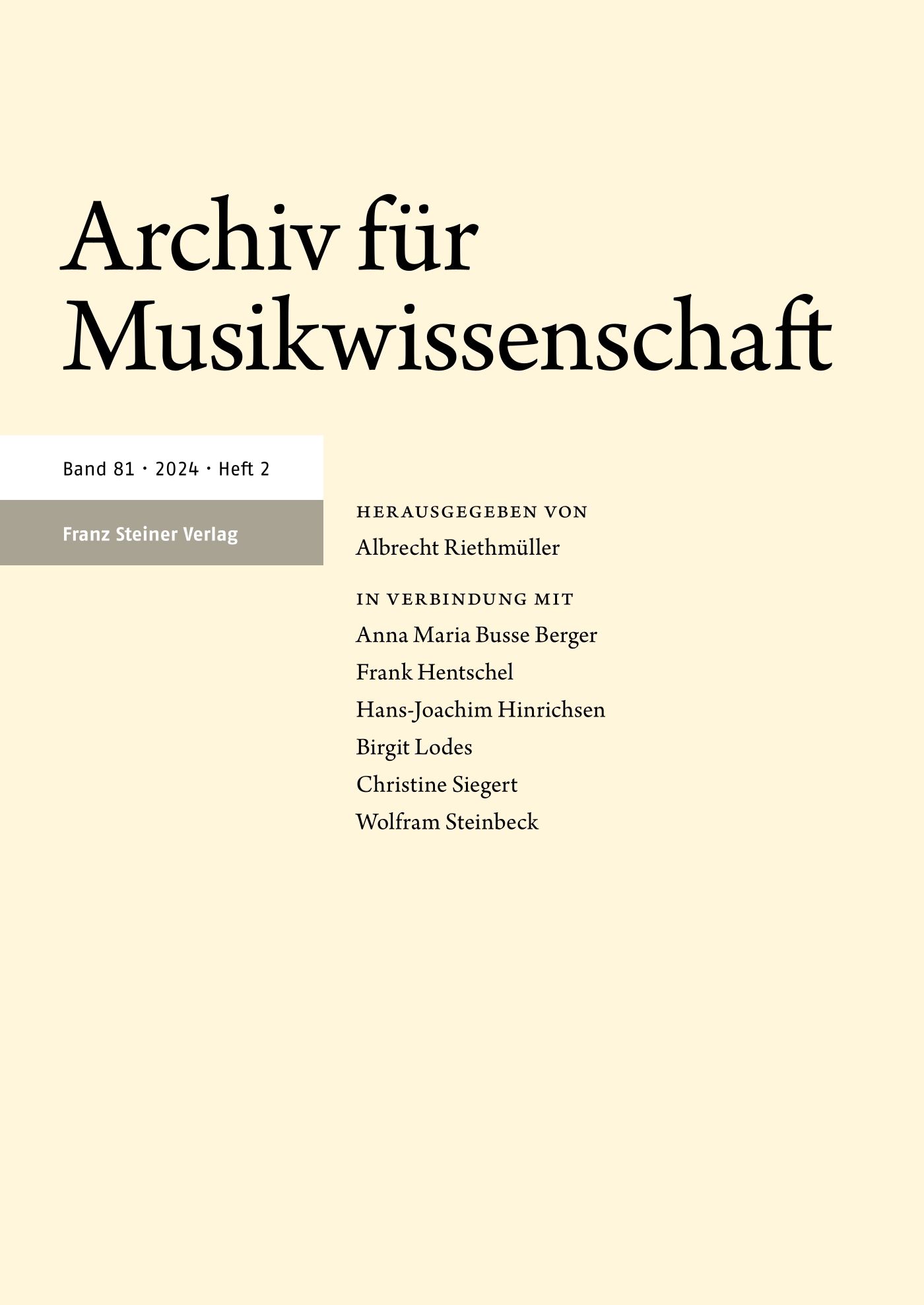Archiv für Musikwissenschaft - print + online